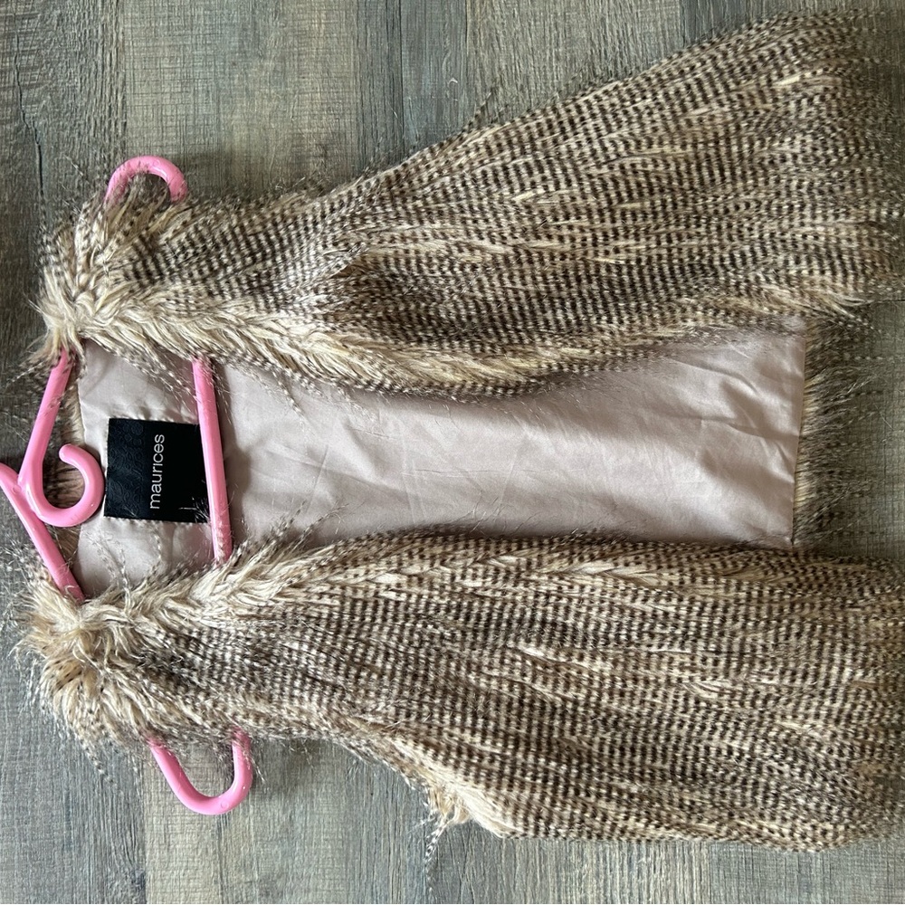 Maurices Faux Fur Vest in Brown and Cream